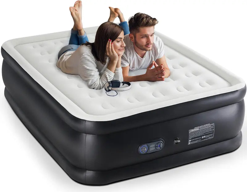 Sweetcrispy Air Mattress with Built-in Pump, 18" Double High Inflatable Bed, 660 lbs Capacity, Non-Slip Bottom, for Camping & Home